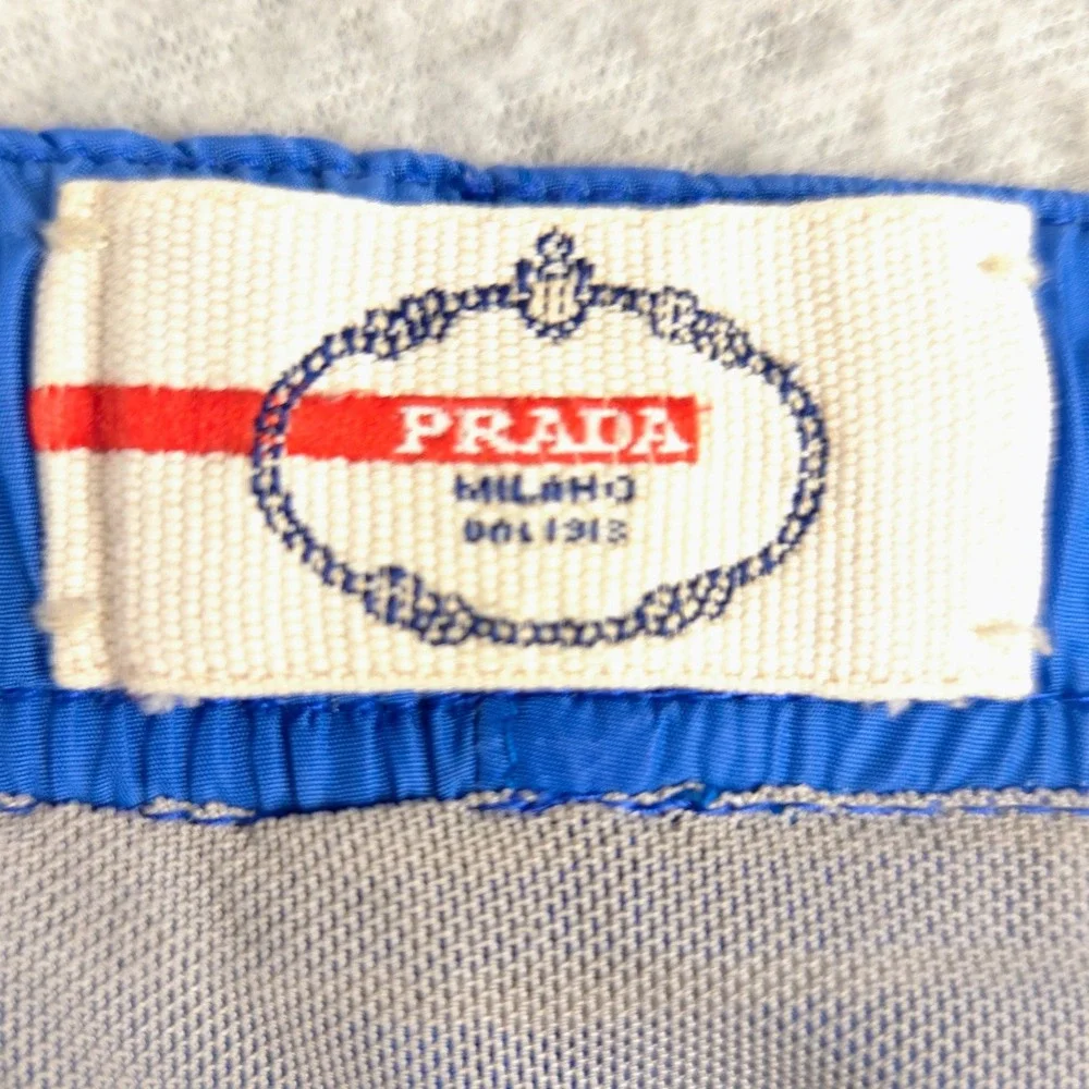 Prada Mens‎ Blue Nylon Swim Shorts Trunks Size 56 IT Logo Drawstring